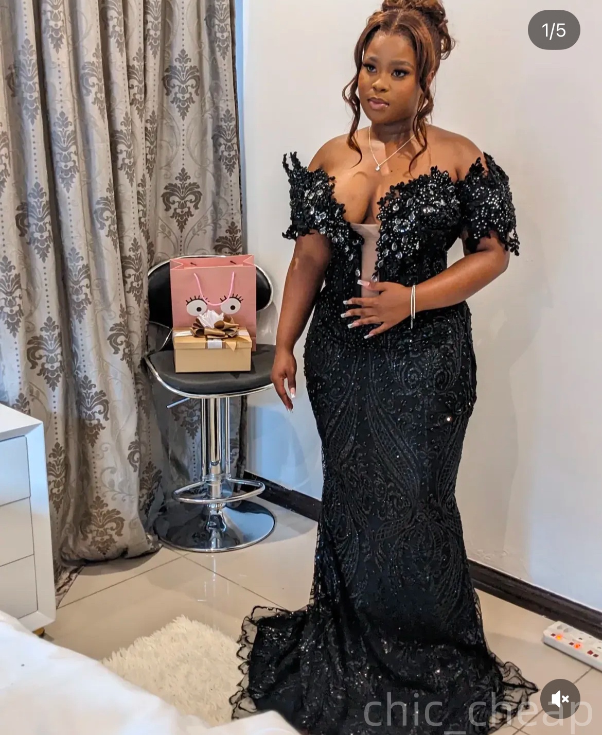 Black Mermaid Plus Size Prom Dresses 2025 Crystals Sequined Sweetheart Eelgant Evening Formal Party Second Birthday Engagement Gowns Dress For Special