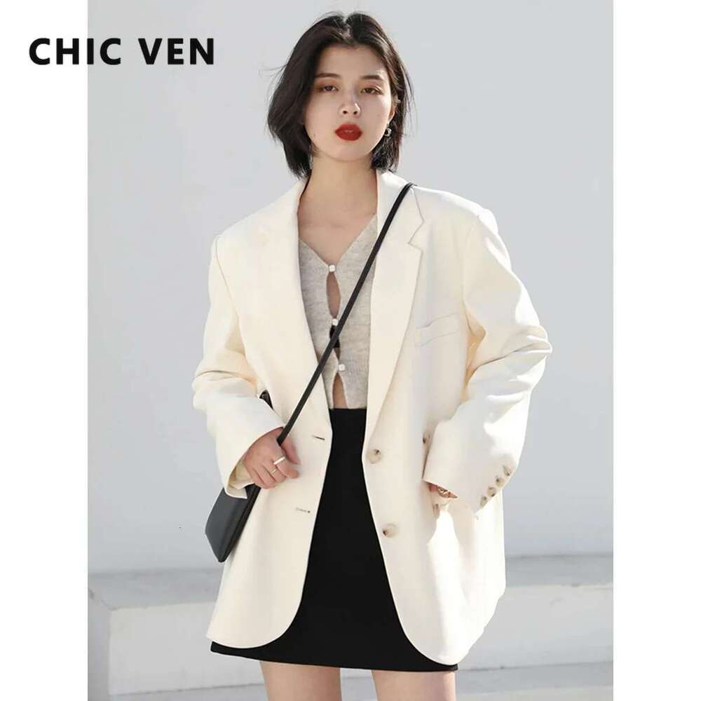 CHIC VEN Women's Blazer Korean Casual Solid Long Sleeve Coats All-Match Office Lady Elegant Fashion Clothing Spring Autumn 2023