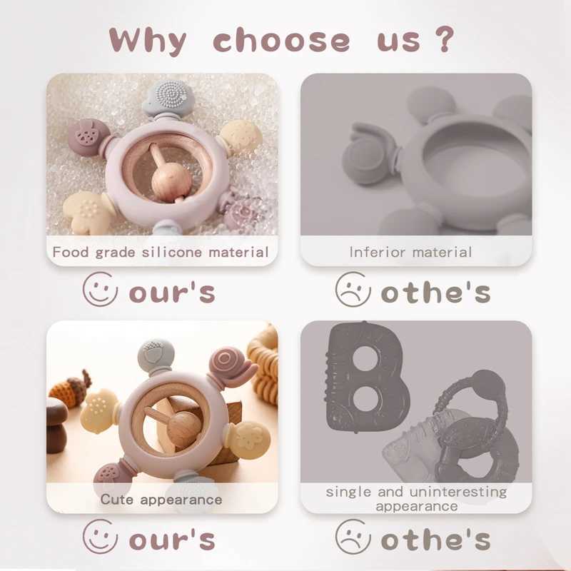 10pcs Food Grade Silicone Teether for 1-12 Months Babies Newborn Essential Animals Teether Teething Relief Teeth Toy G251125