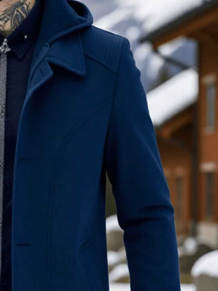 Mens Convertible Wool Coat Single-Breasted Zippered Hooded Wrinkle-Resistant Trench Style for City LifeT251125