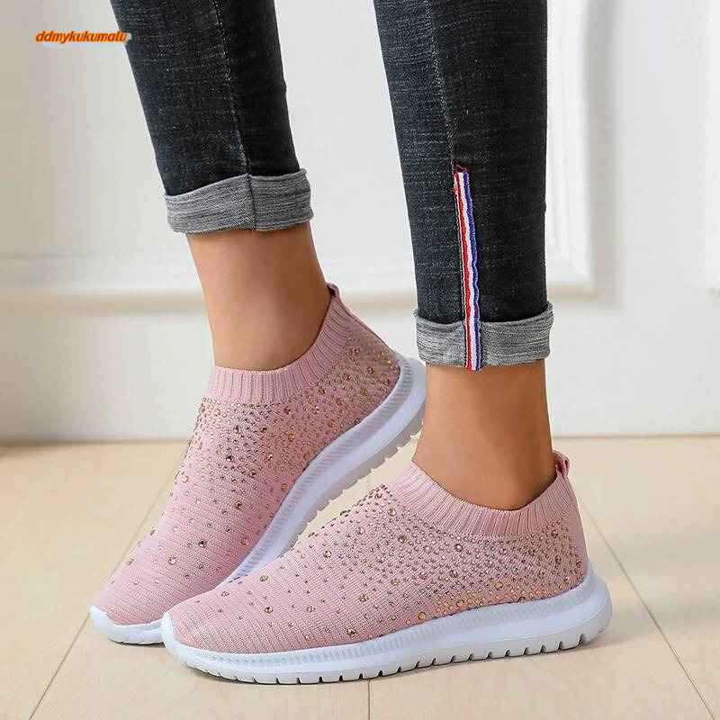 Women's sports shoes with breathable mesh, comfortable flats, soft soles, casual, non-slip, plus size 43 zapatos de mujer ddmykukumalu