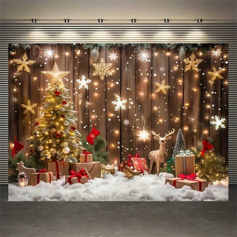 Bohemian style 2025 vintage Christmas tapestry Christmas tree deer stars snowflakes Christmas decoration living room studio decoM251125