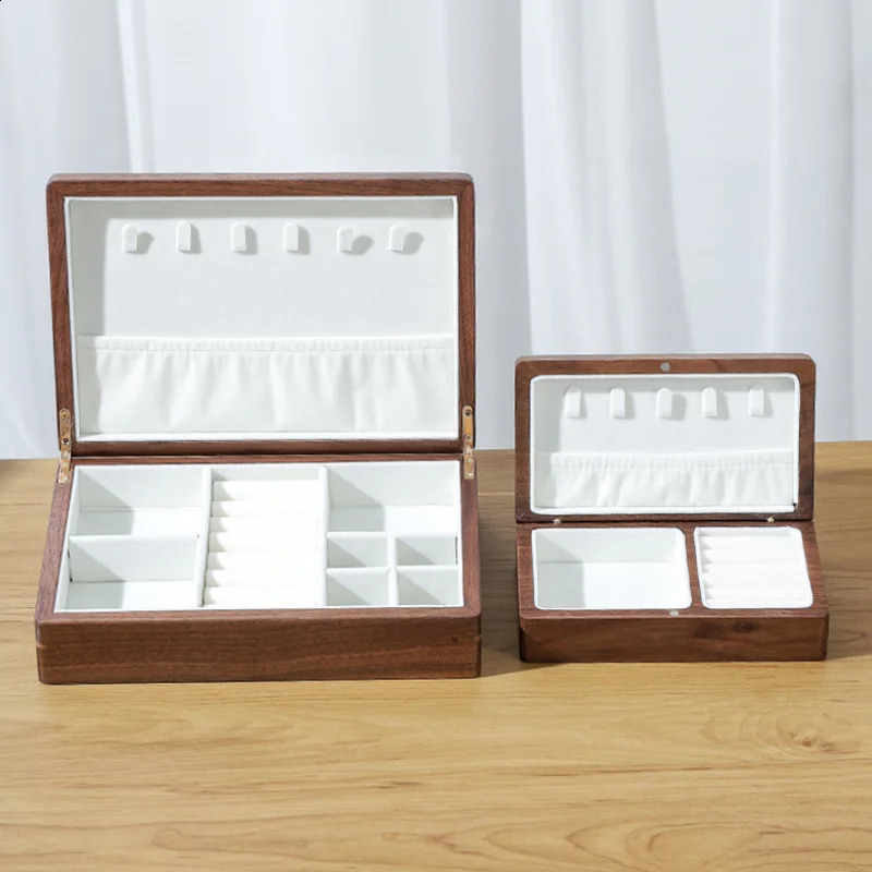Black Walnut Solid Wood Jewelry Box Ring Jewelry Diamond Ring Necklace Box Elegant Desktop Storage Solution Jewelry Packaging 250424