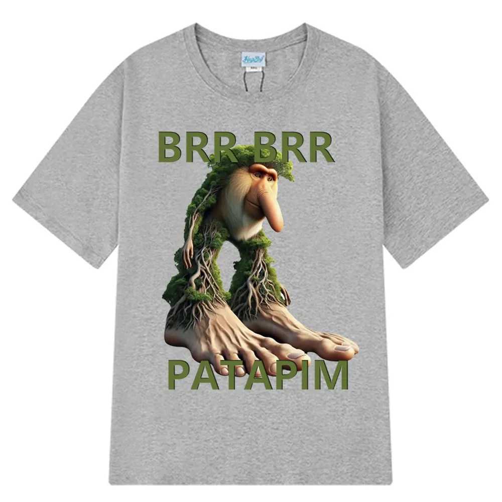 Brr Patapim T-shirt Funny Italian Brainrot Meme Graphic T-shirt Mens Summer 100% Cotton Comfortable Soft O-neck T-shirt Top W250425