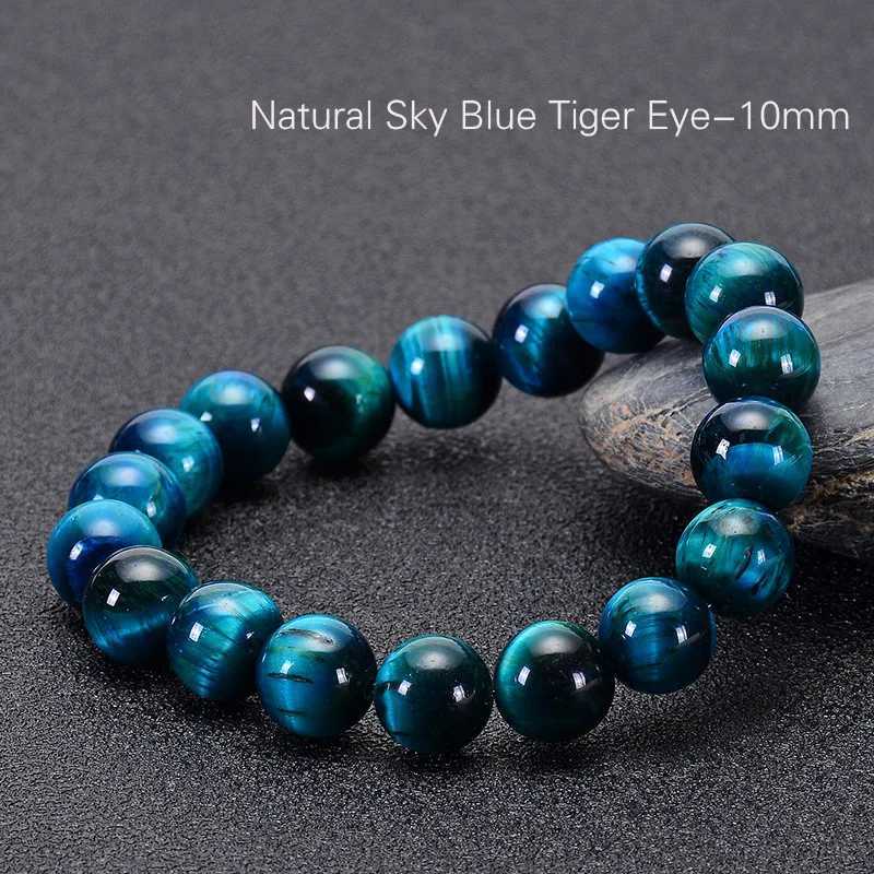 1Pc 6/8/10mm Minimalist Blue Tiger Eye Stone Beaded Bracelet Natural Stone Round Beads Bracelet For Daily Decoration J251125