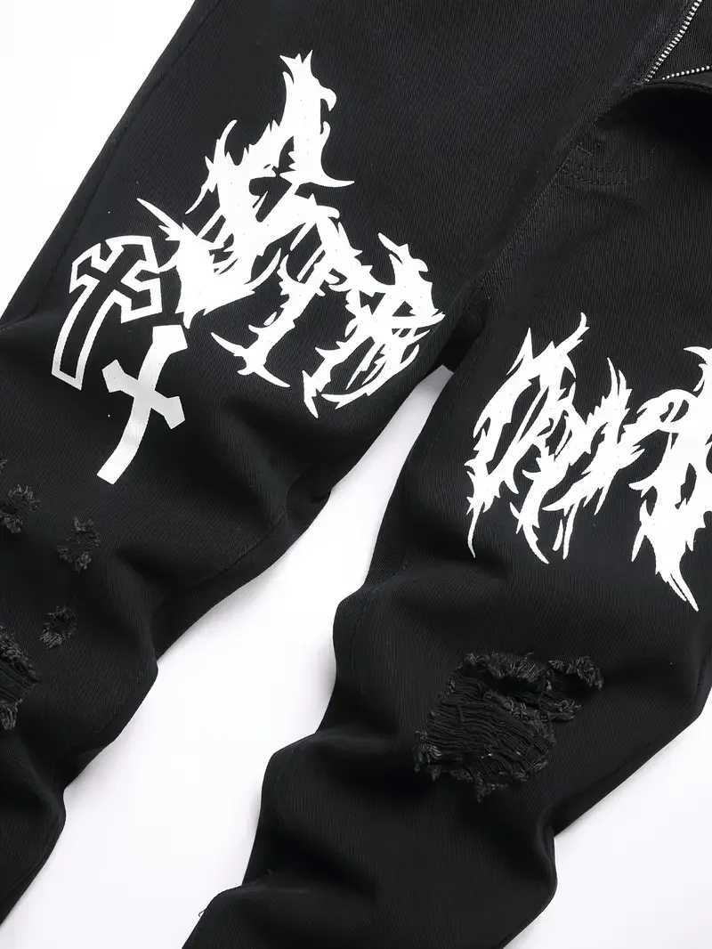 Fashion Mens street paint printed jeans and jeans Y251124