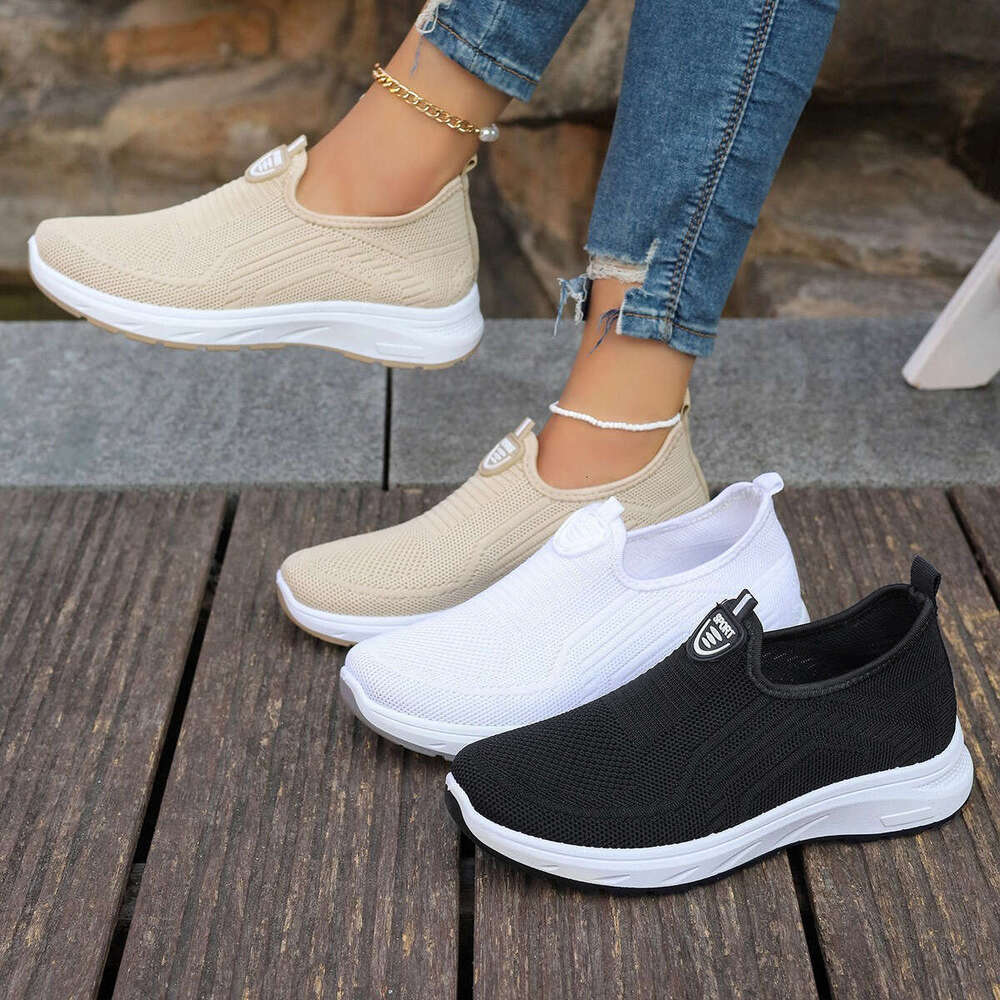 Women's summer flying woven breathable oversized casual with soft soles, lightweight and easy to wear, single shoe women's shoes
