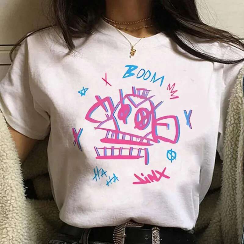 Dongdumaoyi Jinx Arcane Monkey T Shirt Anime Role Play Grunge Aesthetic Short Sleeve Cartoon Printed Summer Retro Fashion Streetwear