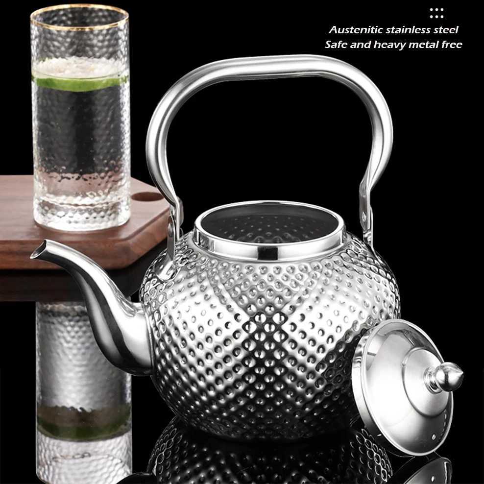 Hammer texture stainless steel teapot hight-capacity boiling water pot with tea strainer Restaurant induction cooker teakettle C251125