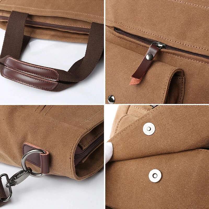 Men Canvas Messenger Crossbody Bags Unisex Sling Shoulder Bag For Travel Work College Vintage Men's Handbags Briefcase