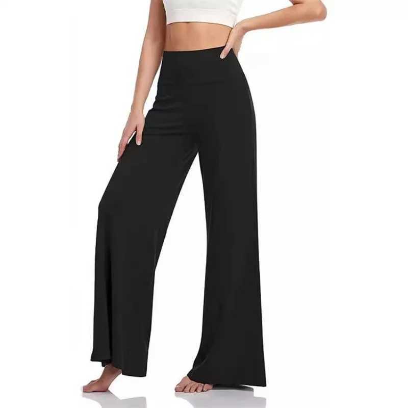 Fashionable womens oversized luggage pants elegant solid elastic waist straight solid basic pants casual loose office womens new TrouserC250425