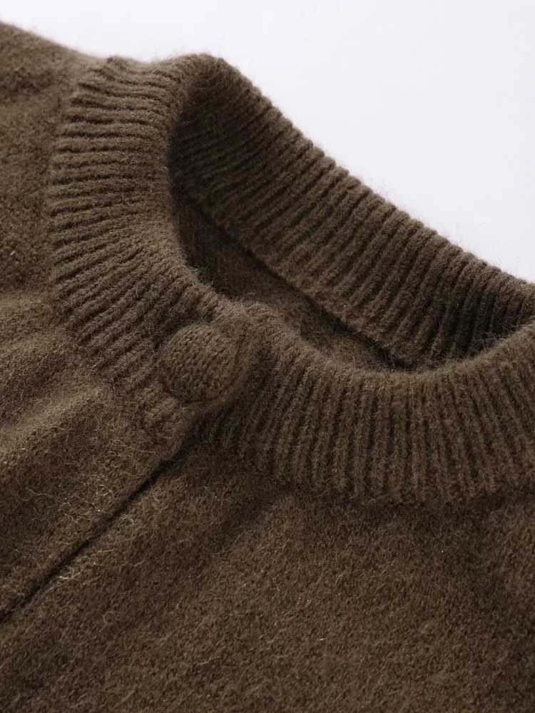 Elegant Knitted Cardigan Women Solid O-neck Long Sleeve Single-breasted Pocket Sweater 2025 Autumn Lady Daily KnitwearT251125