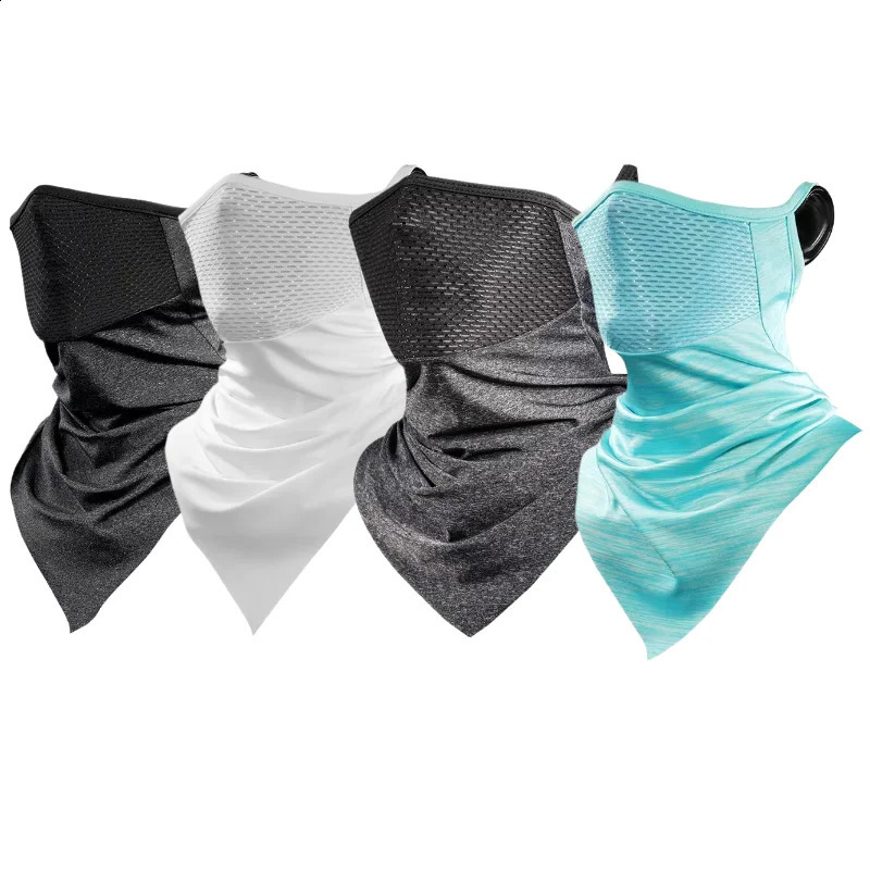 3pcs Summer Mask Full Face Bicycle Neckerchief Cycling Bandana UV Protection Mask Breathable Ice Silk Outdoor Hanging Ear Scarf 250424