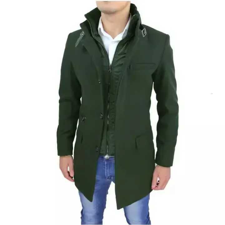 Pop 2024 Autumn And Winter New Product Mens Large-size Zippered Faux Two-piece Woolen Overcoat From Japan And South KoreaT251125