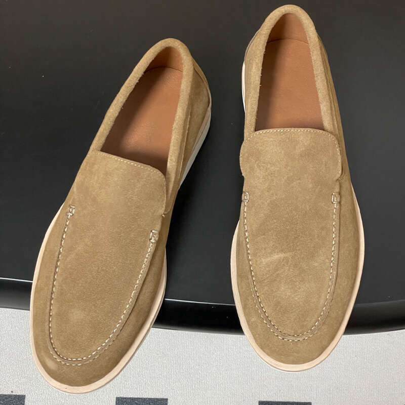 Designer Loafers Unisex Luxurious Suede Leather Slip-On Flats, Soft Leather Upper,Non-Slip Rubber Sole with Leather Edge,Relaxed Fit for Comfort