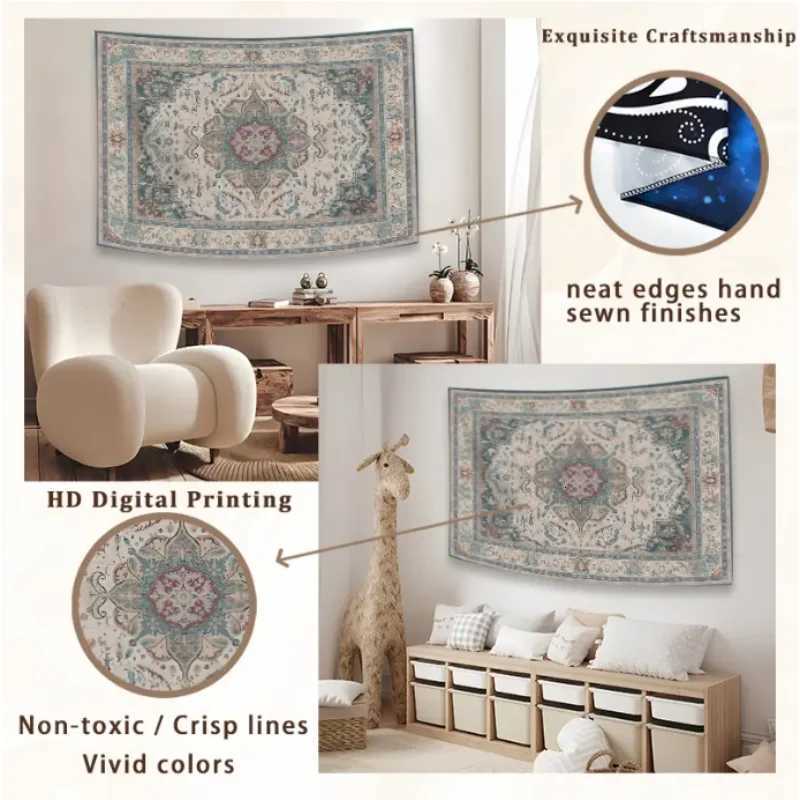 VIKAMA Christmas Window Scene Tapestry Stain-Resistant Wear-Resistant Waterproof Wall Hanging Living Room Accent Wall DecorM251125