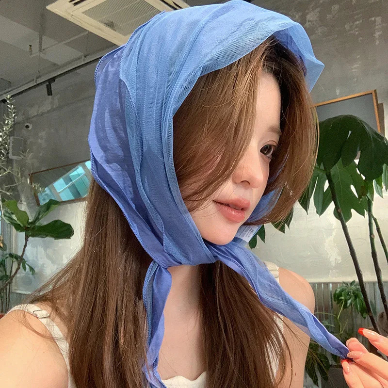 pearl pendant triangular scarf headband suitable for girls fashionable multifunctional silk scarf vacation hair accessories 250423
