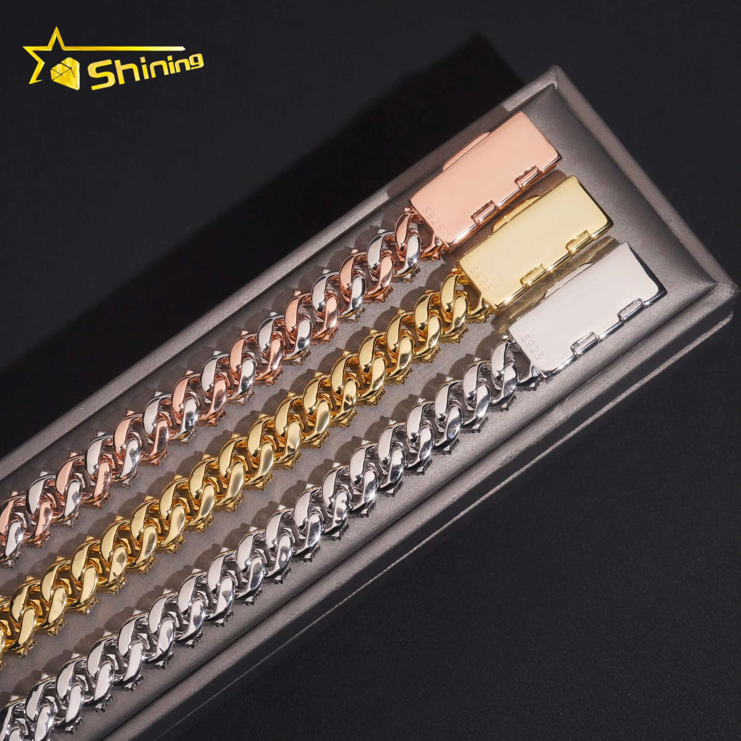 12mm 2Rows High Quality Moissanite Diamond Hip Hop Bracelet Mens 925 Silver Iced Out Cuban Link Bracelet With GRA Certificate