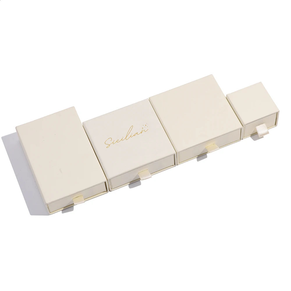 Wholesale 100pcs/lot Custom Jewelry Packaging Box with Pink Cardboard Drawer Jewellery Box Earrings Ring Necklace Gift Box 250424