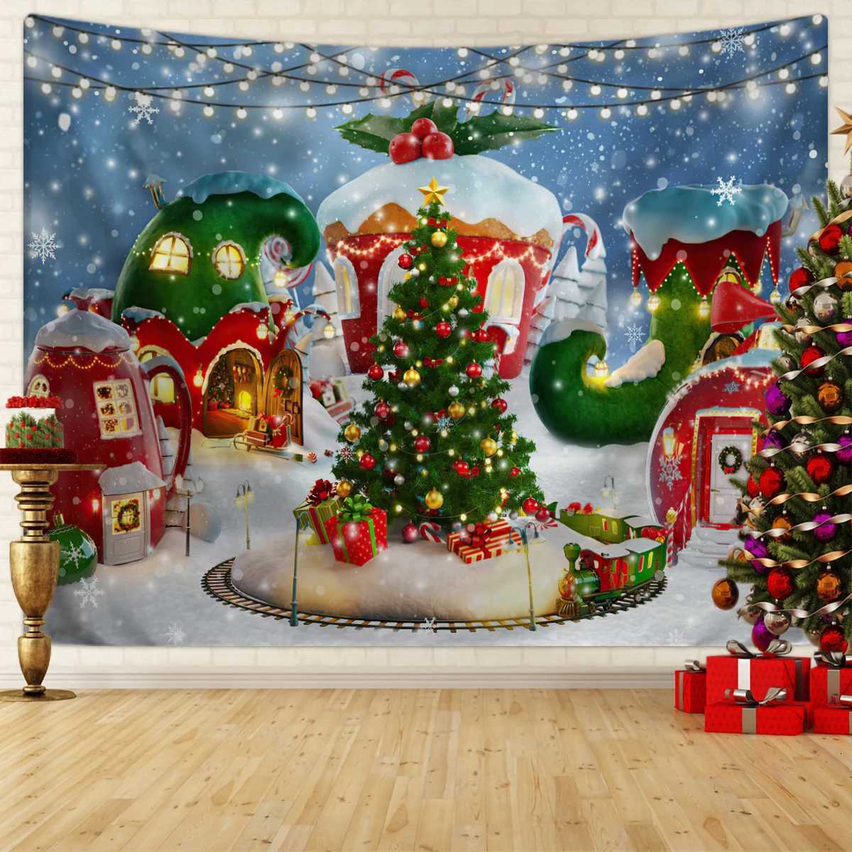 1pc Christmas tapestry Christmas tree snow scene photography background cloth Christmas event party shooting screenM251125