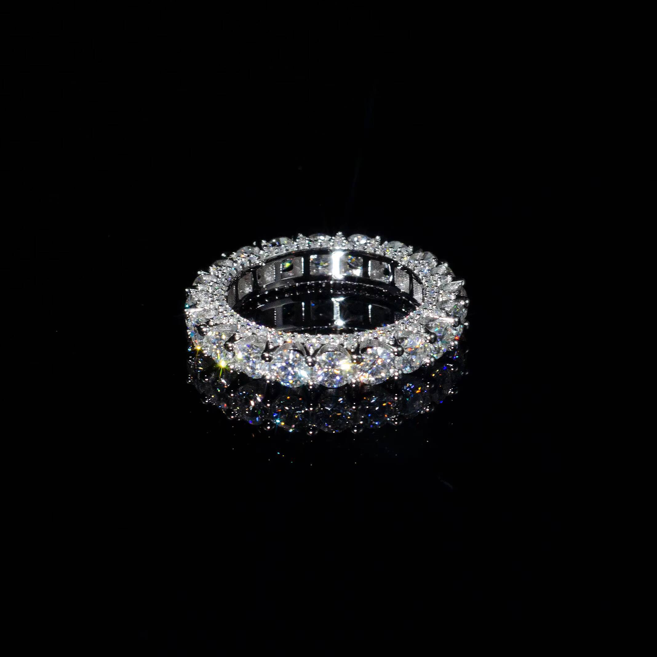 Custom Hip Hop Cuban Style Ring Pass Tester Iced Out Diamond VVS 925 Sliver Moissanite Fine Jewelry Wedding Ring for Man Women