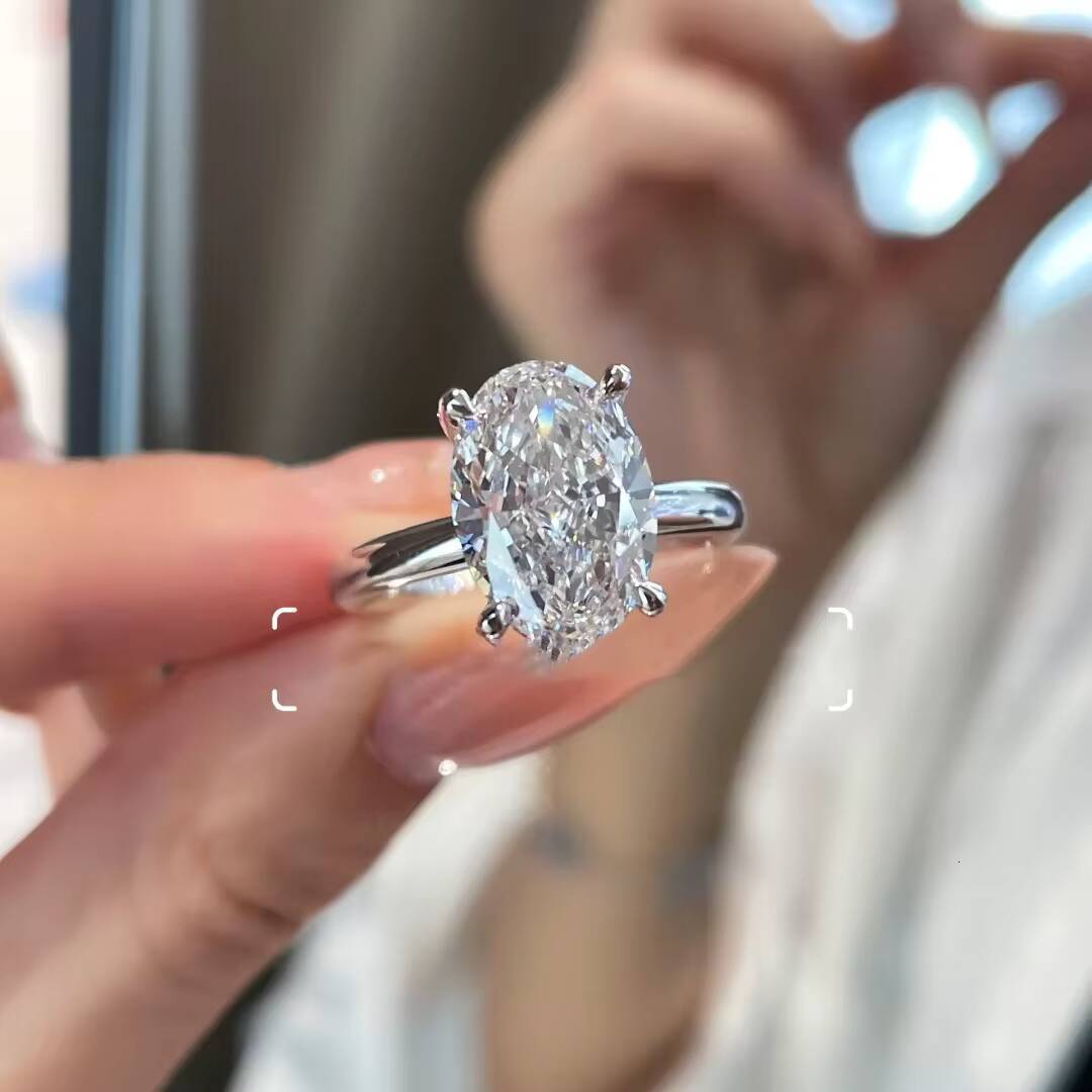 05ct 1ct 15ct 2ct Lab Grown Oval Cut Diamond 18K 14K Real Gold Jewelry Engagement Wedding Ring for Women