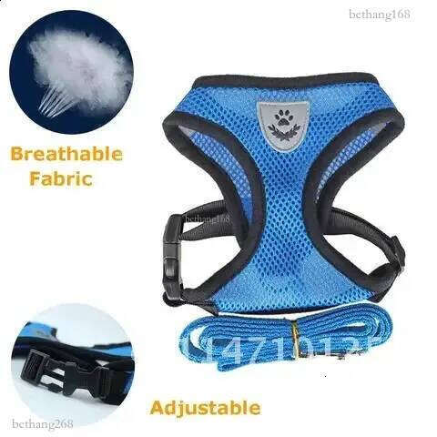 Adjustable Soft Breathable Polyester Mesh Harness Small Medium Pet Walking Cat Dog Collar Leash for Puppy Dogs 240724