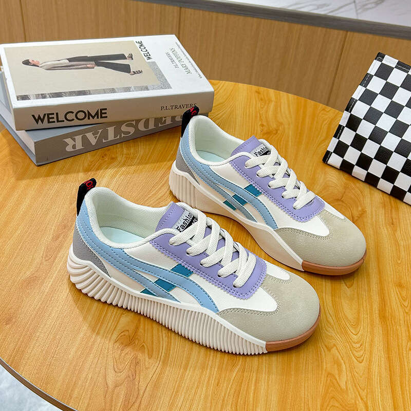 2025 Spring New Korean Ins Breathable White for Women, Low Top Casual Board Shoes, Thick soled Sponge Cake Shoes JH-6617
