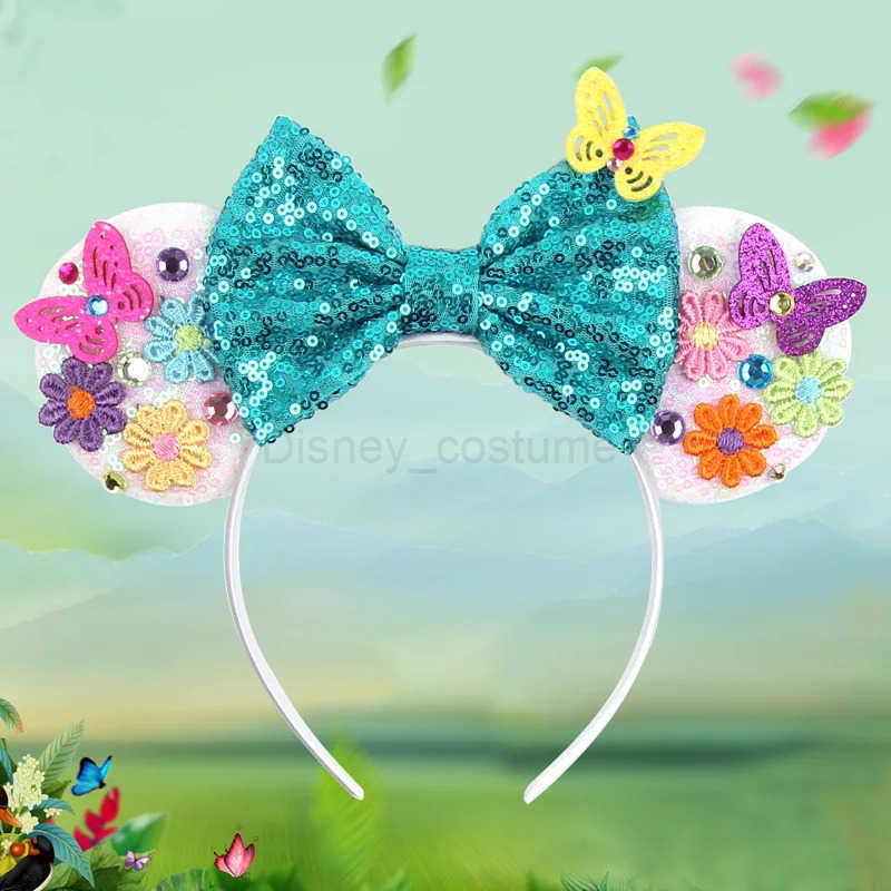 Disney Encanto Mickey Mouse Earbands Headbands Isabella Mirabel Girls Headbands Sparkling Bow Hair Female Hair Accessories X250425