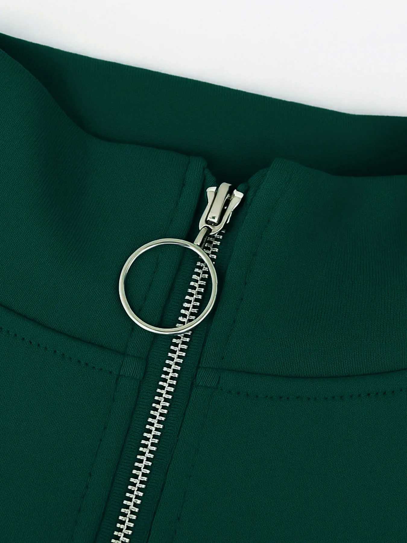 Womens 2 Piece Tracksuit Set Zip-Up Top High Waist Pants Side Stripe Casual Outfit W251125