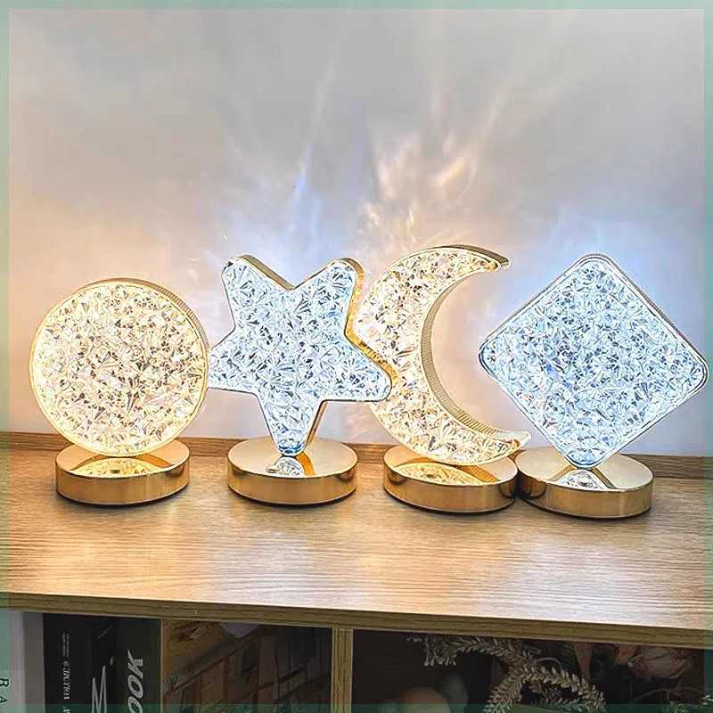 Touch Control 3D Crystal Track Night Light for Girls Room USB Bedside LED Ambient Table Lamp Home Decor AestheticsM251125