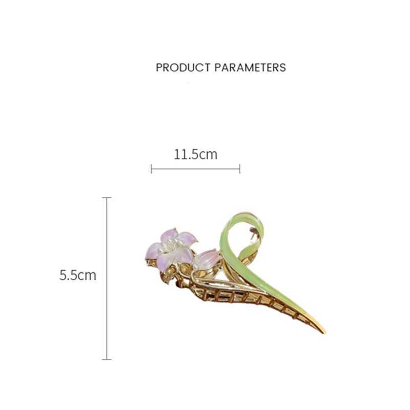 Womens Fashion Metal Flower Hair Claw Elegant Lily Shark Hair Clip Girls Sweet Geometry Ponytail Hair AccessoriesT250425