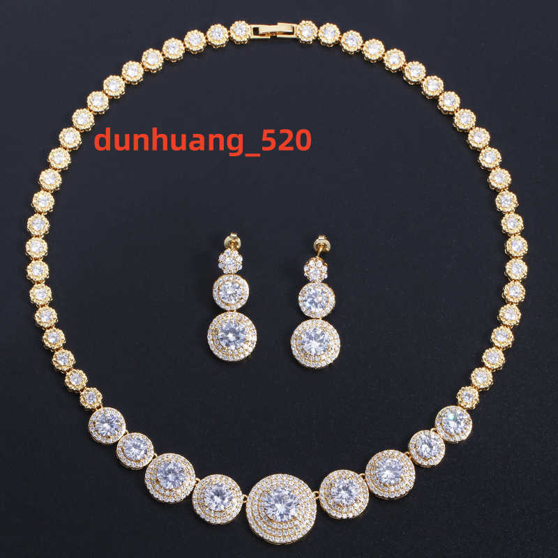 T0132 bridal high-grade micro inlaid Zircon Necklace Earrings two-piece set of noble wedding banquet jewelry