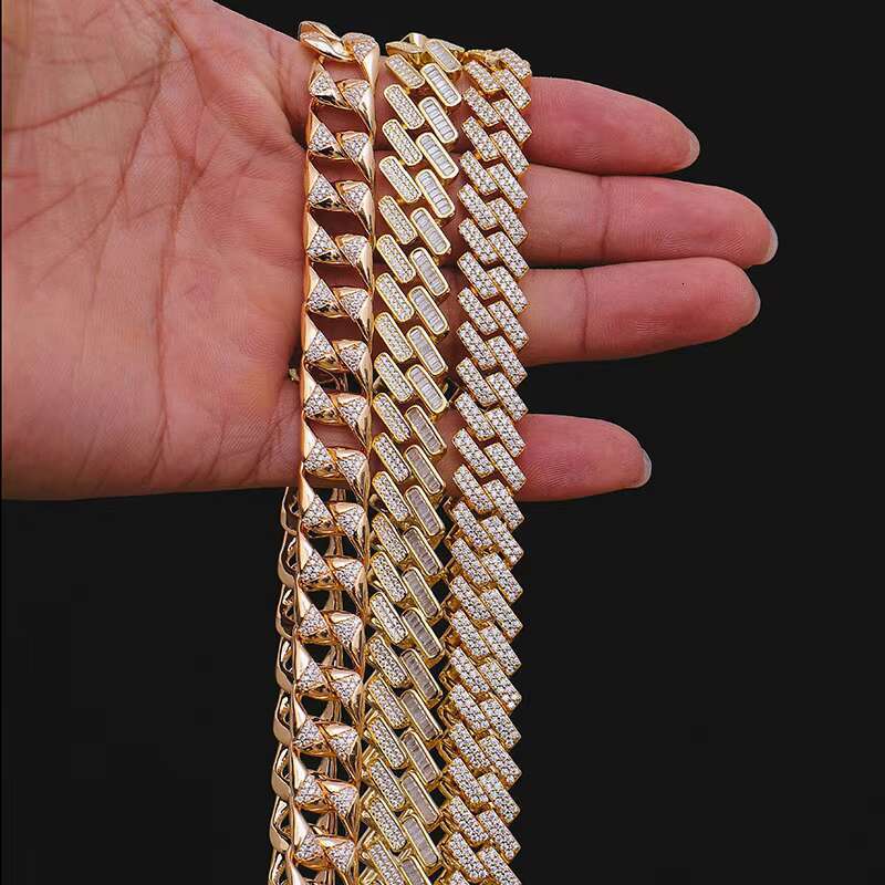 Custom Gold Cuban Link Chain Lab Grown Diamond Ice Out Moissanite Gold Plated Necklace Hip Hop Party Jewelry