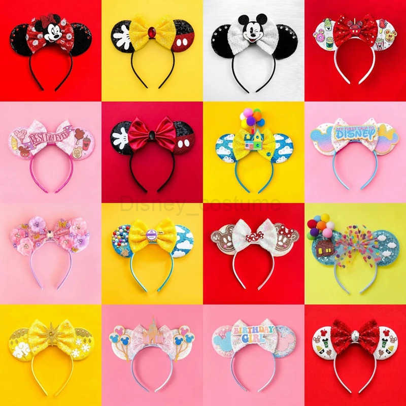 Disney Womens Ears Princess Headband Female Cute Crown Hair Girl Kavay Queen Headpiece Childrens Glitter Bow Hair Accessories Gift X250425