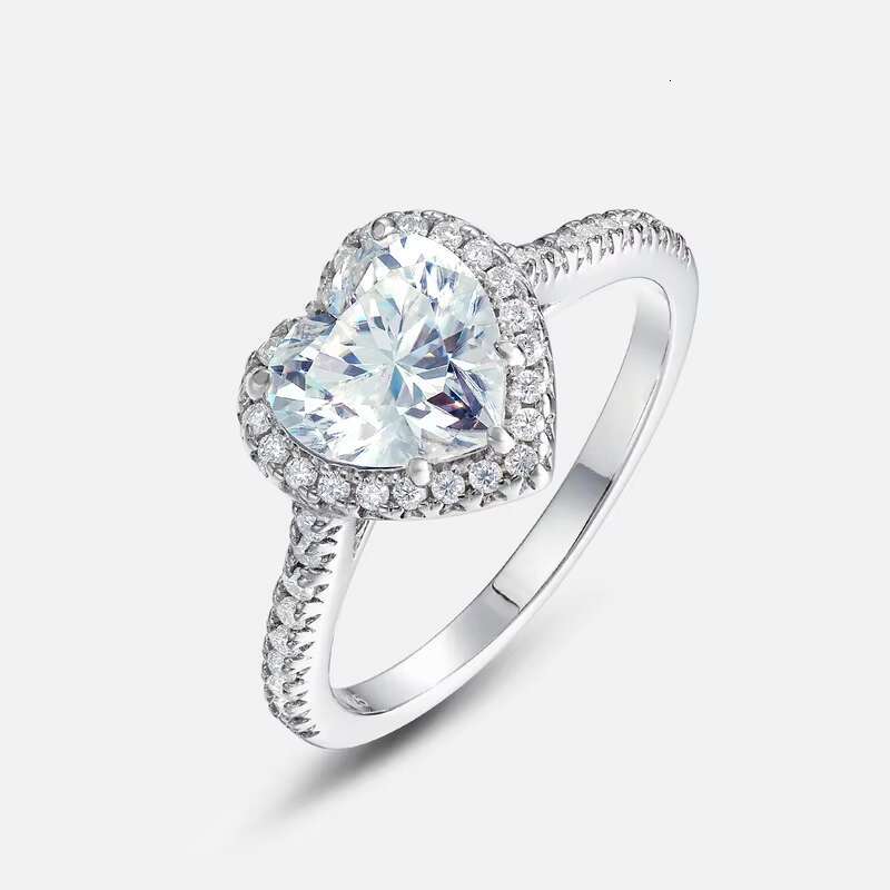 Kacy Hot Sale Heart Moissanite Ring Fashion Design 925 Sterling Silver Ring for Women