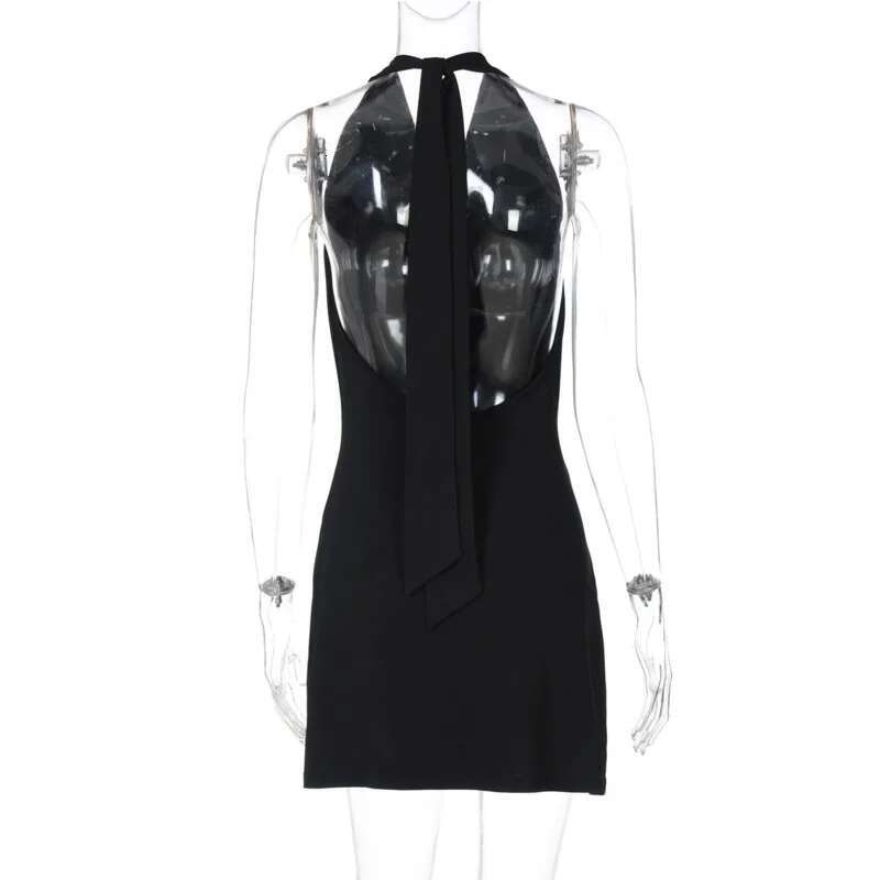 Dongdumaoyi Townlike Crystal Beading Slim Bodycon Dress Women Halter Mini Spring Summer Backless Nightclub Sexy Party Dresses