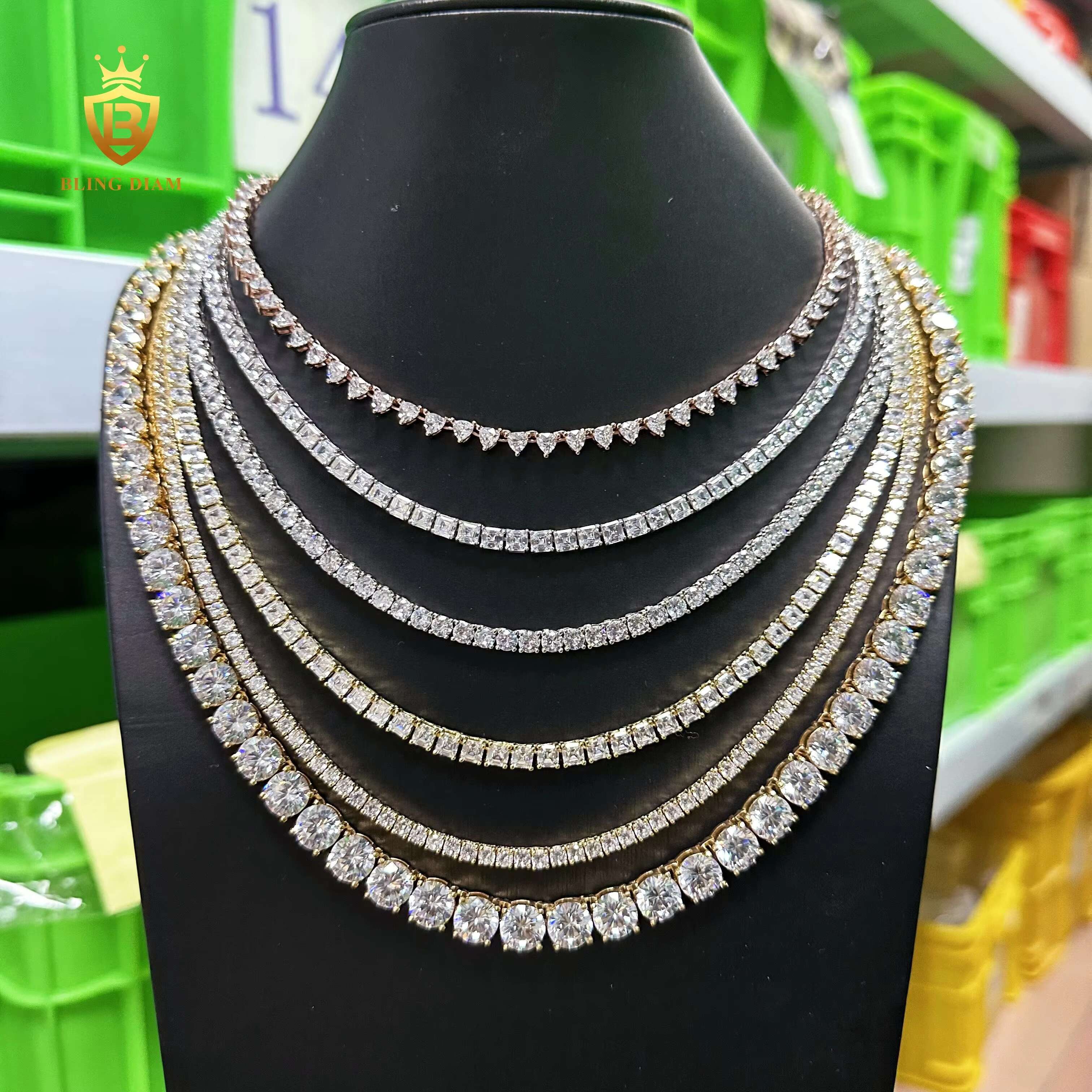 Fashion Brass 18K Gold Plated Fashion Wholesale Chain AAAAA+ Moissanite Cubic Moissanite Tennis Bracelet and Necklace