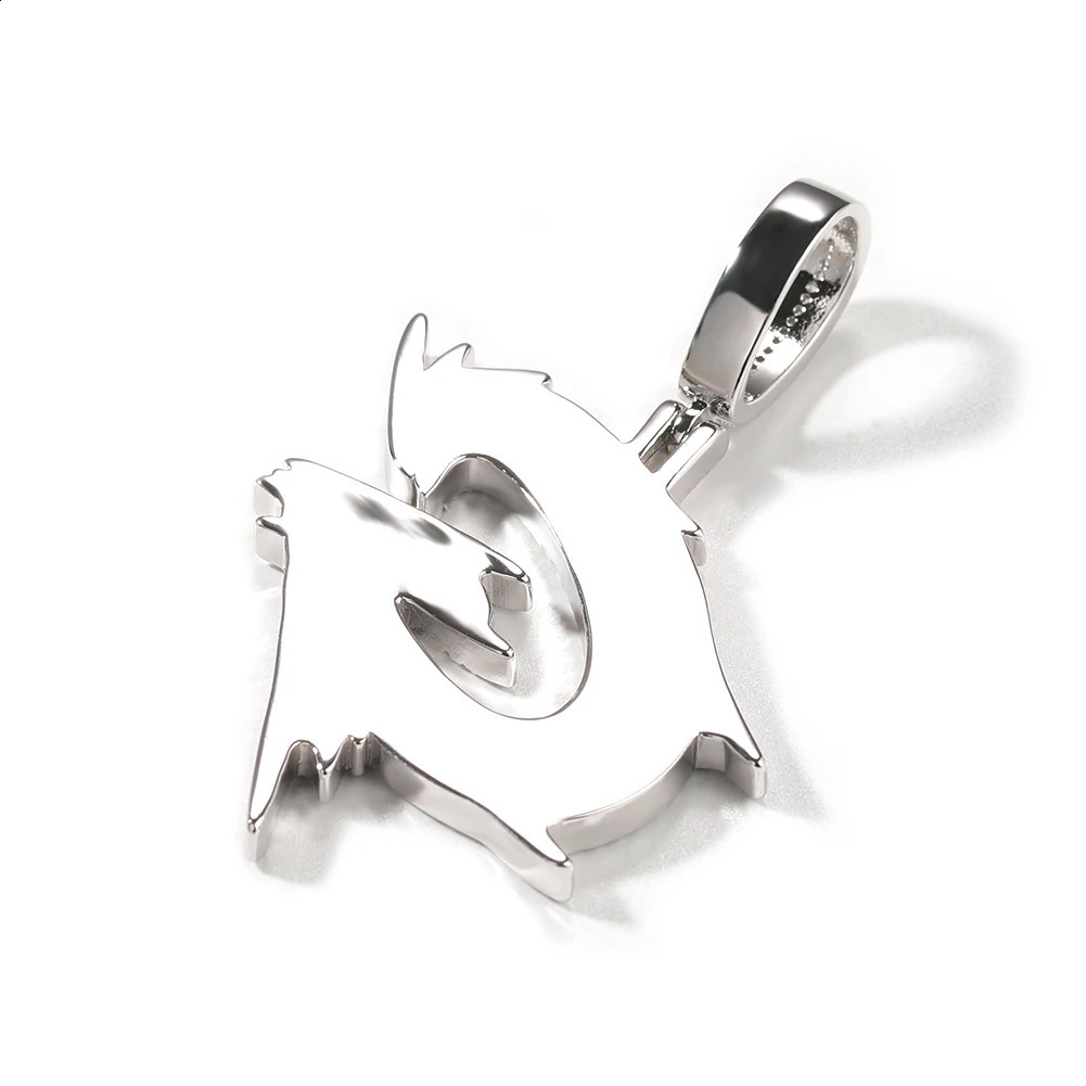 THE BLING KING Thorns Cursive Initial Letter A-Z Micro Paved Out 5A Cubic Zirconia Charm Necklace Hiphop Jewelry 250425