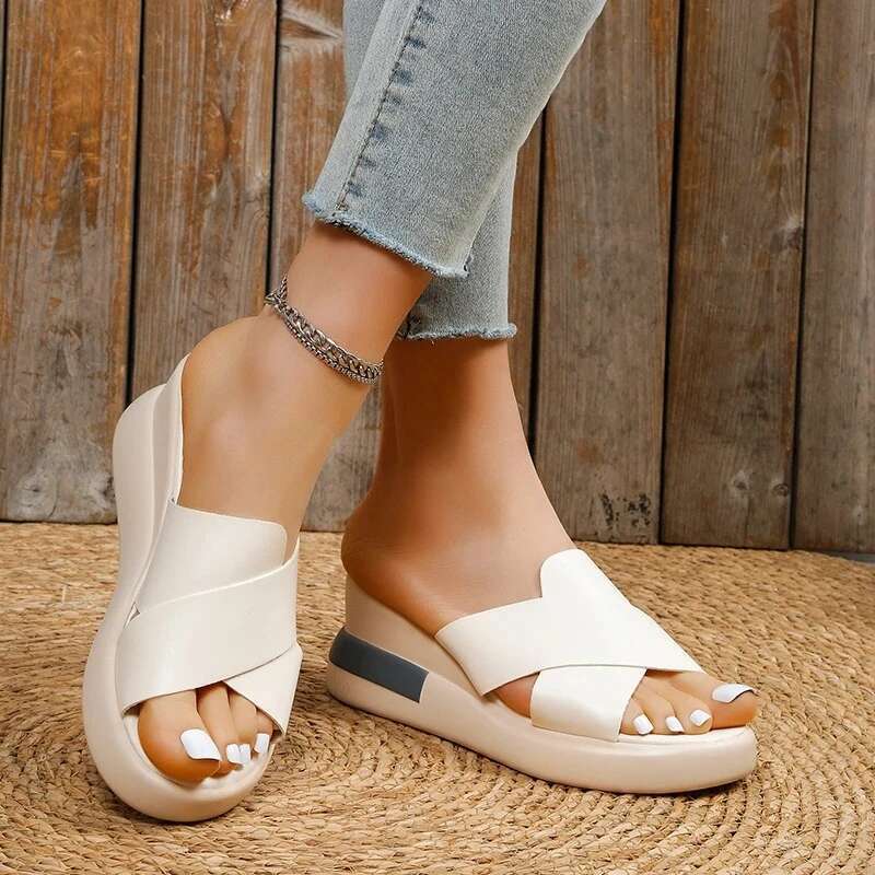 Wedge Heel Sandals Women's Summer New Fashion Muffin Open-toe Fairy Style Outside Wear Thick-soled Shoes Women ddmykukumalu
