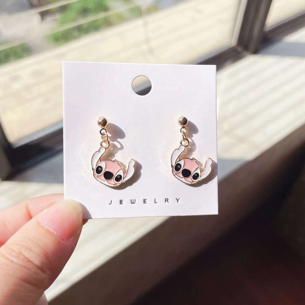 Cute Dangle Ear Stud Ohana Means Family Kawaii Women Girls Earrings Jewelry Party Accessories Cartoon Periphery