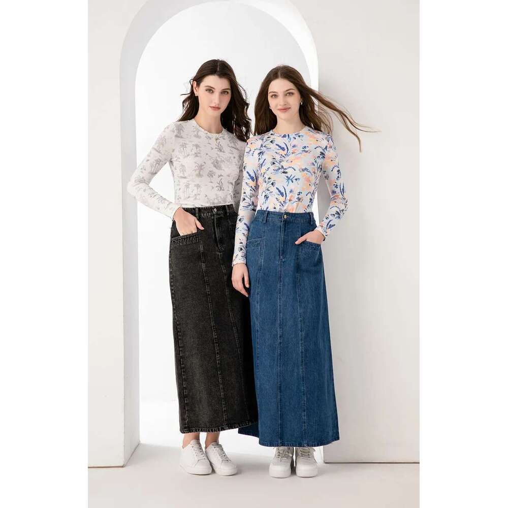 AS AW 2024 Spring Summer Maxi Denim Skirt For Woman Clothing No Any Stretch (Ship Out In 24 Hours)