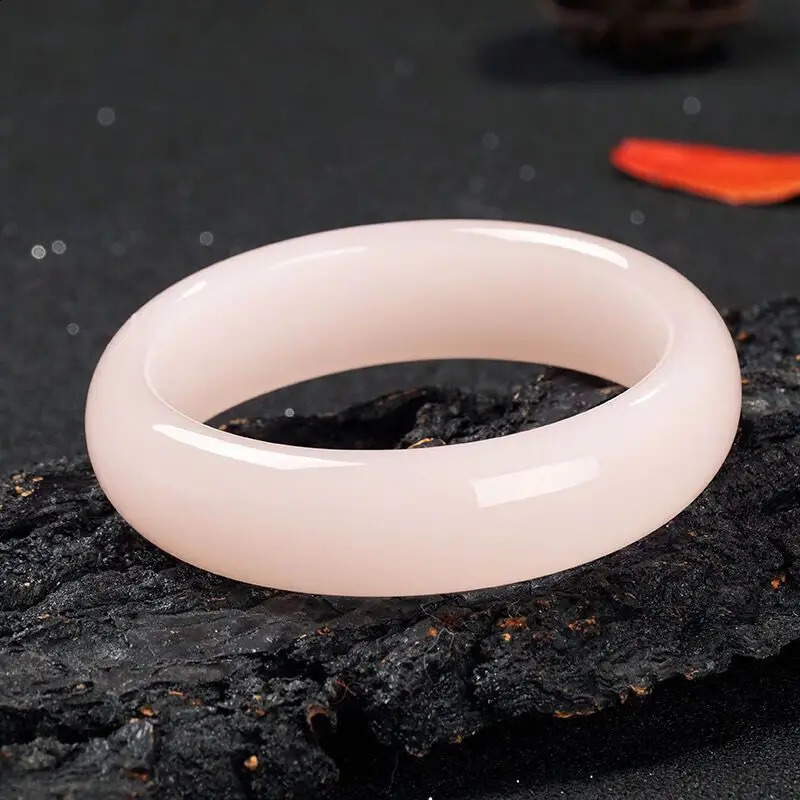Pink Medium and Wide Jade Bracelet Womens Positive Circle Jade Bracelet 250424