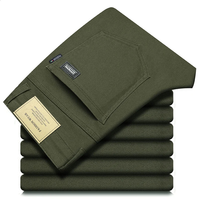 Fashionable loose straight business casual elastic jeans mens Trousers 5-color plus size mens clothing ultra-thin jeans 28-44 250422