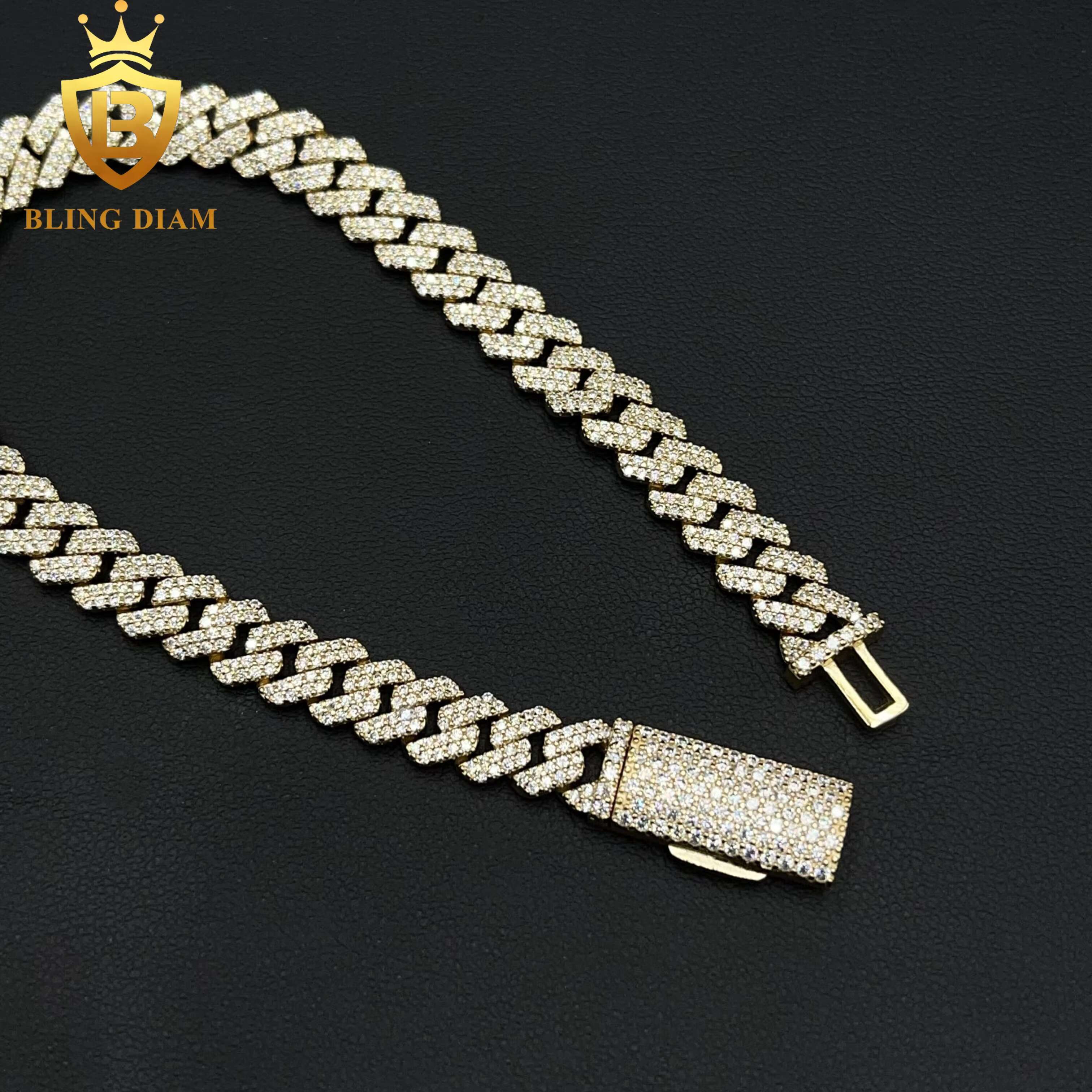 8mm Hip Hop Jewelry 925 Sterling Silver Vvs Moissanite Iced Out Mini Cuban Link Chain Bracelet Necklace