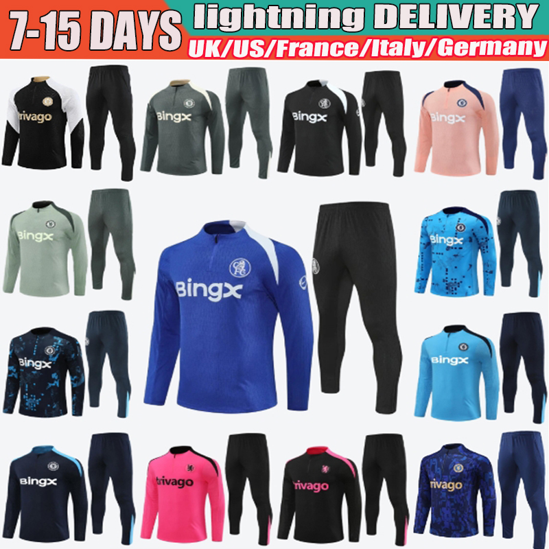 25 26 CFC Tracksuits 24 23 22 21 Retro training mens kids half pull training jersey football tracksuit Soccer Sets
