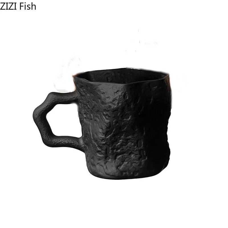 200ml Black Glass Mug Irregular Shaped Milk Cup Office Drinking Water Cup Household Goods Drinking Water Beverage Milk Cups Y251125