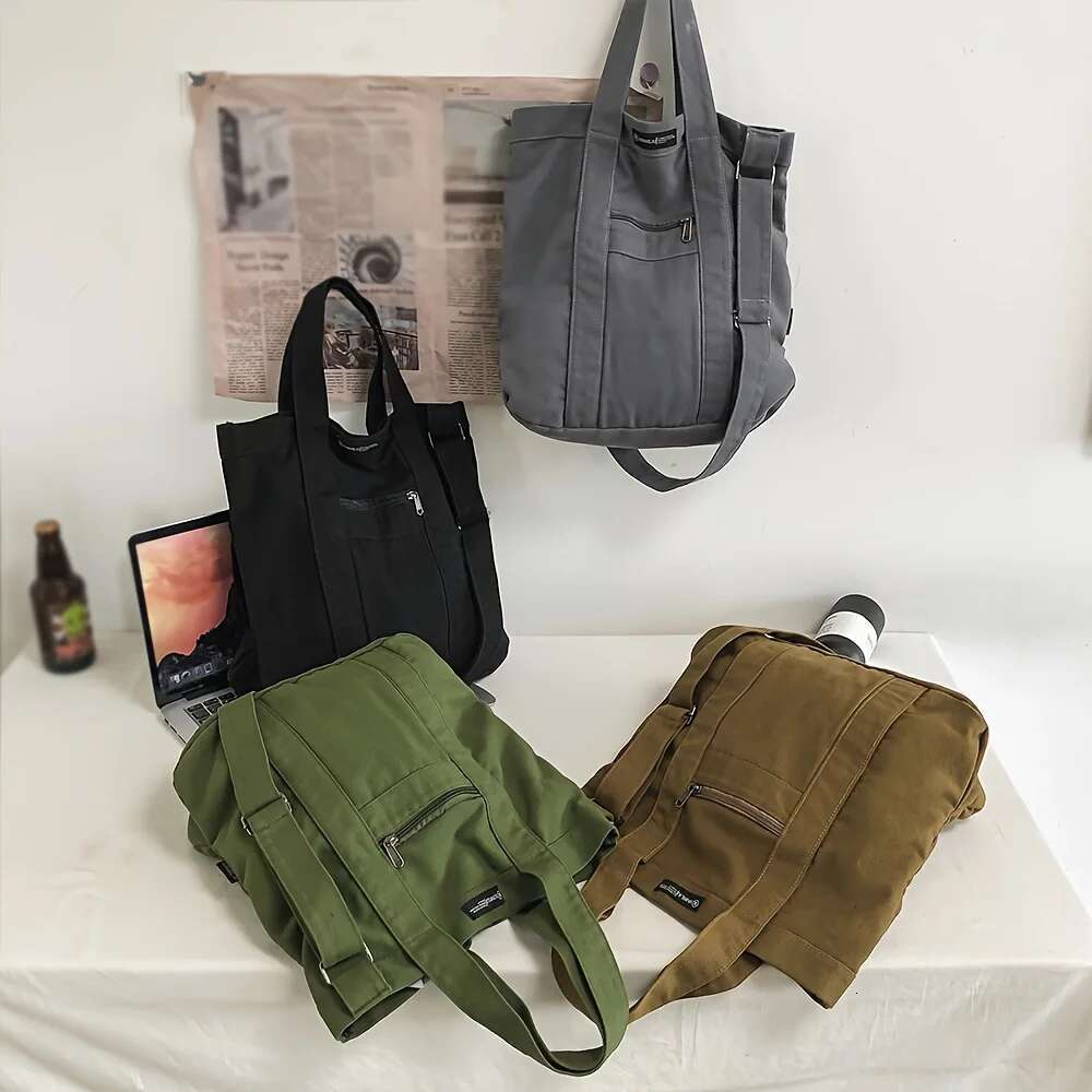 Designer Bag Retro Day Canvas New Diagonal Span Men's Leisure Commuter Handbag Personality Fashion Solid Color Shoulder Bag