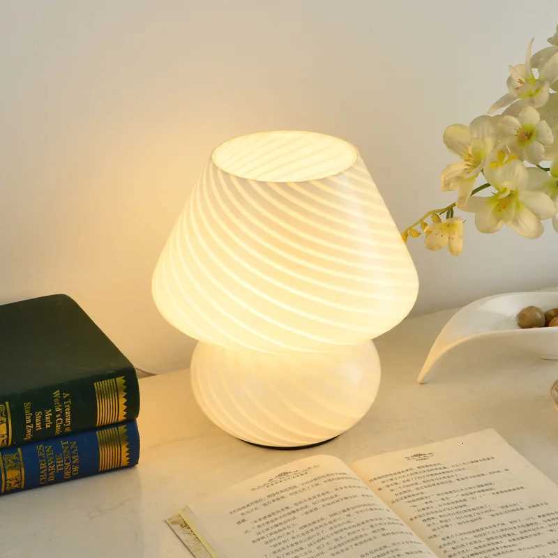 Mushroom LED Glass Table Lamp USB Dimming For Home Study Desk Atmosphere Light Bedroom Bedside Decoration Night Light Table LampM251125