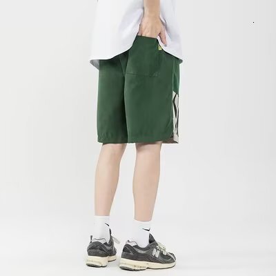 Sports cropped men's youth fashion trend, fashionable brand, loose fit cartoon anime straight leg casual pants, summer